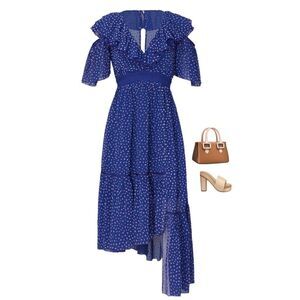 Anthropologie Three Floor Polka Dot Asymmetrical Hem Dress New Size 0